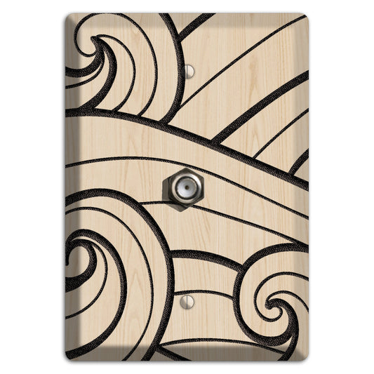 Abstract Curl Wood Lasered Cable Wallplate