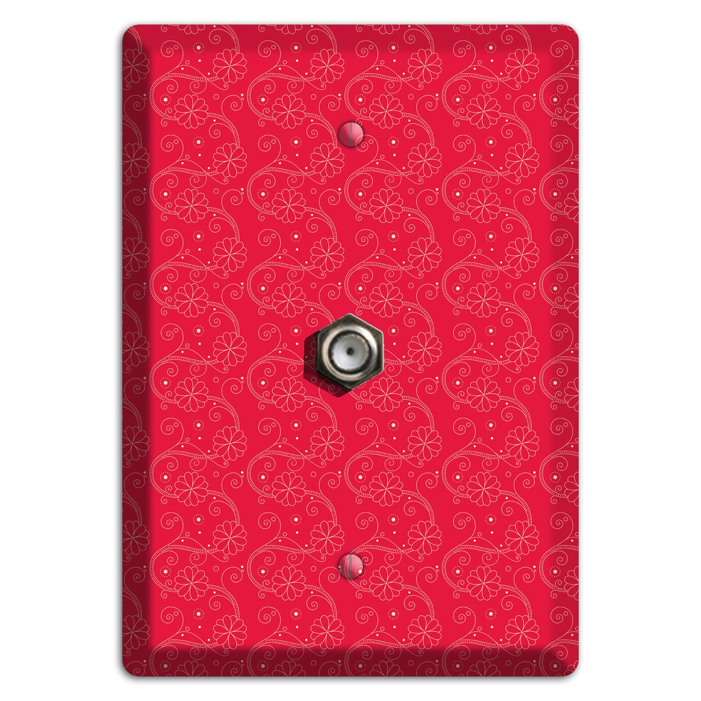 Tiny Red Floral Swirl Cable Wallplate