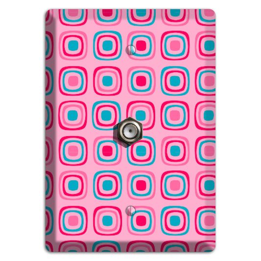 Pink and Blue Rounded Squares Cable Wallplate