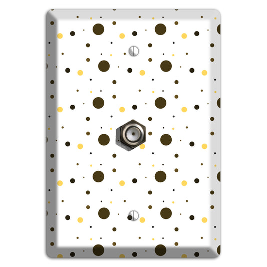 White with Black and Yellow Tiny Dots Cable Wallplate