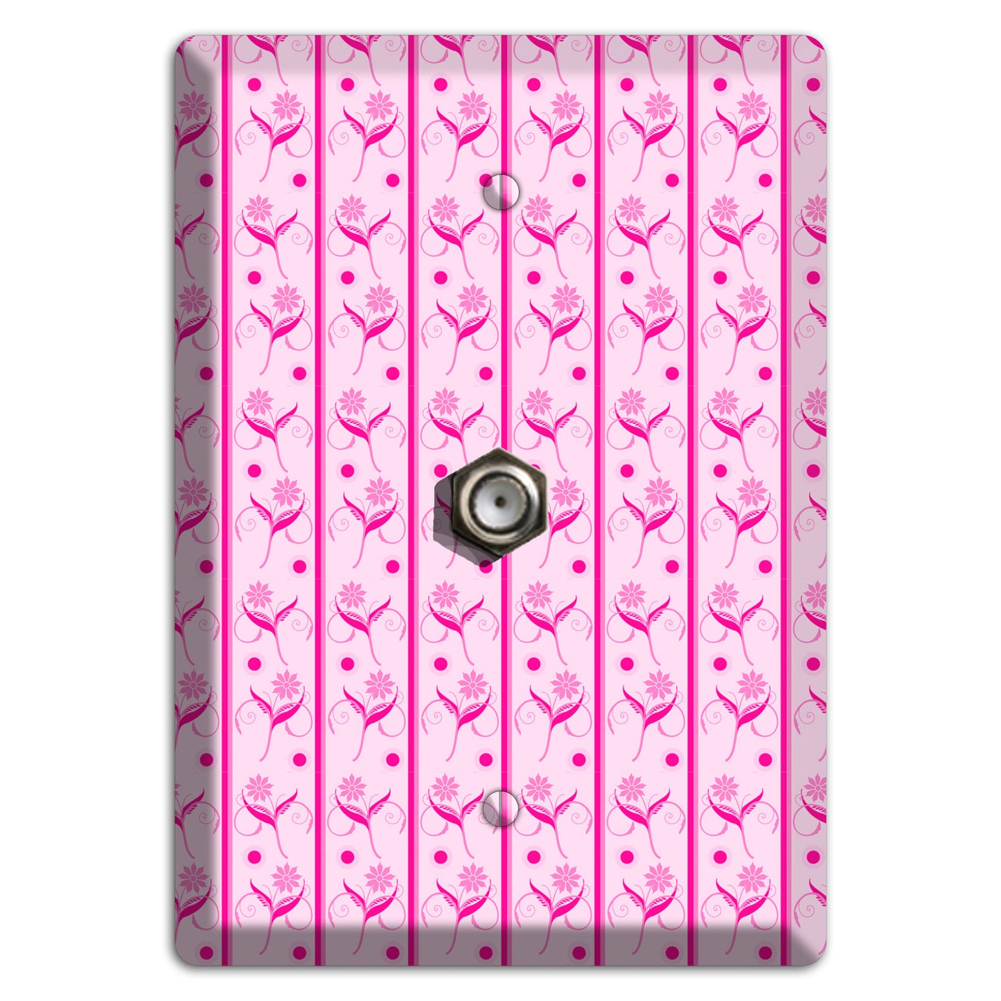 Pink Floral Pattern Cable Wallplate