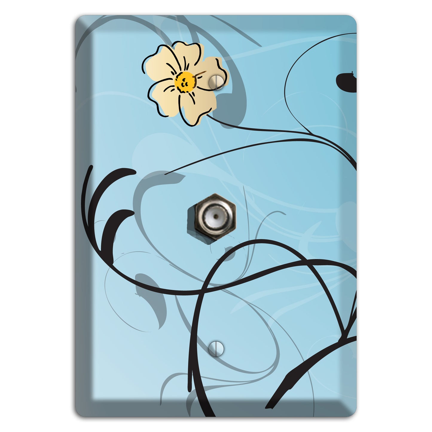 Blue Flower with Swirl Cable Wallplate
