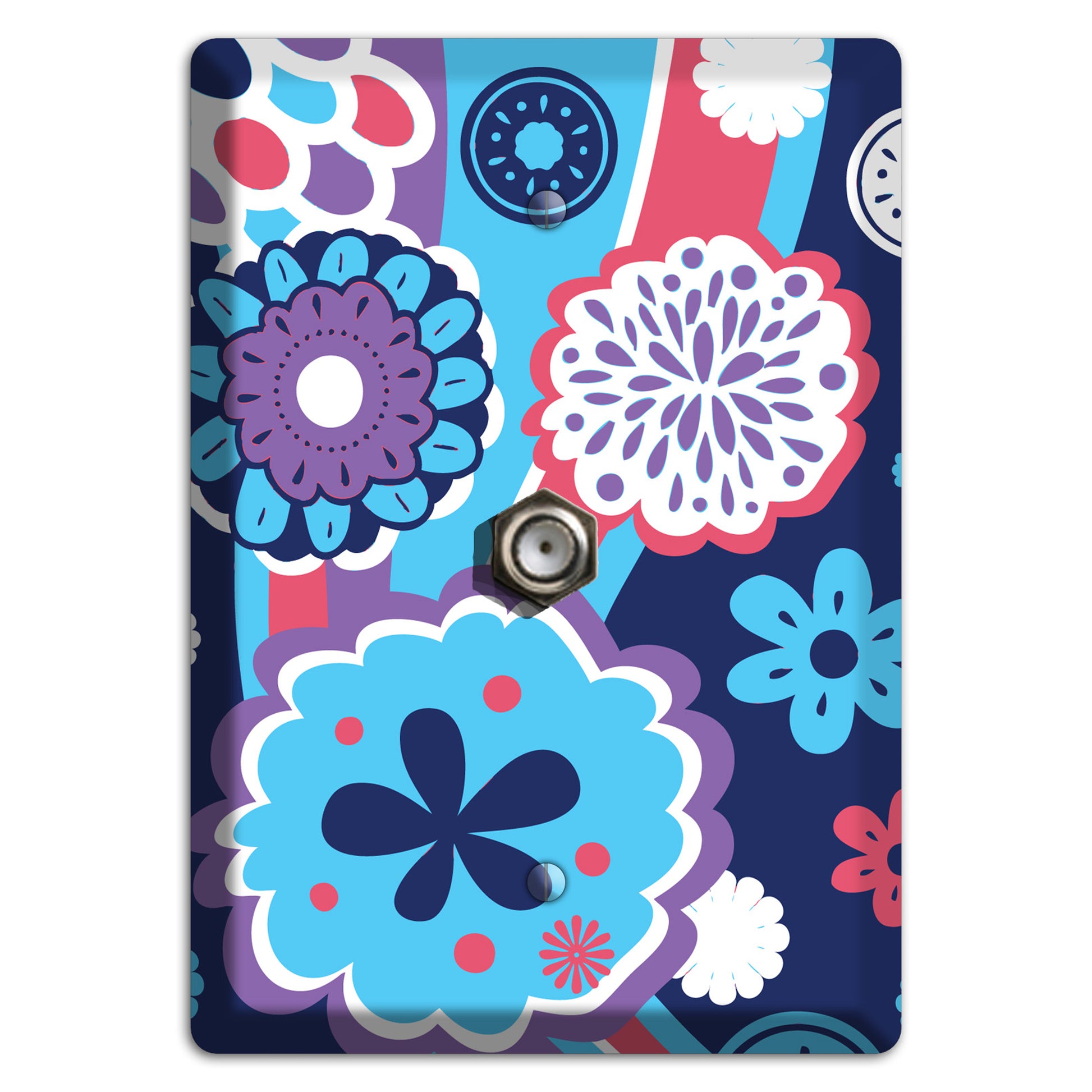 Blue Purple and Pink Retro Suzani Cable Wallplate