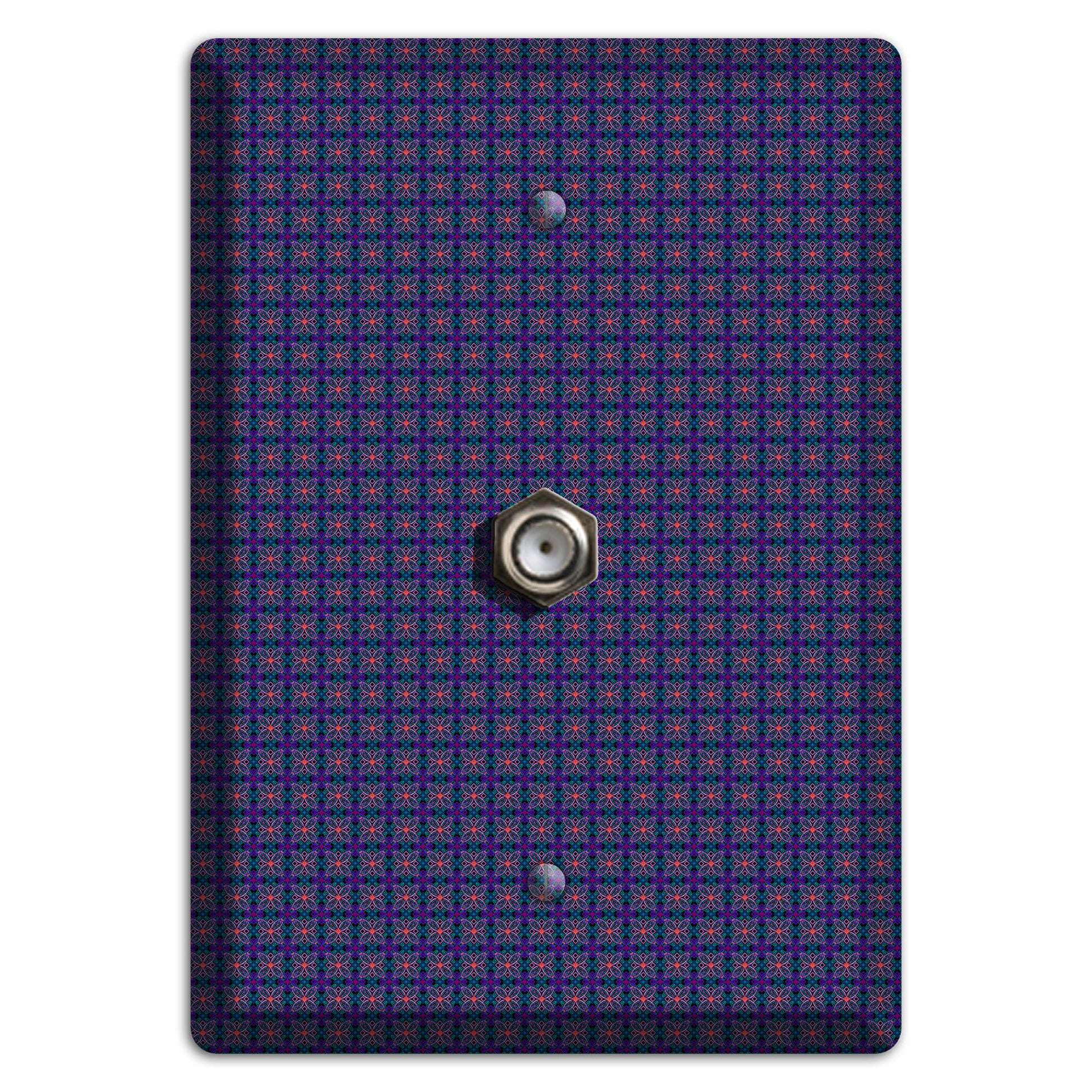 Navy and Purple Tiled Floral Foulard Cable Wallplate