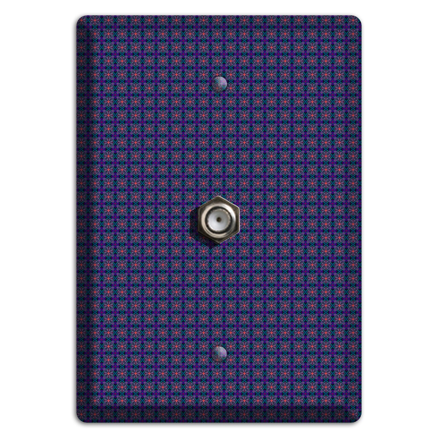 Navy and Purple Tiled Floral Foulard Cable Wallplate