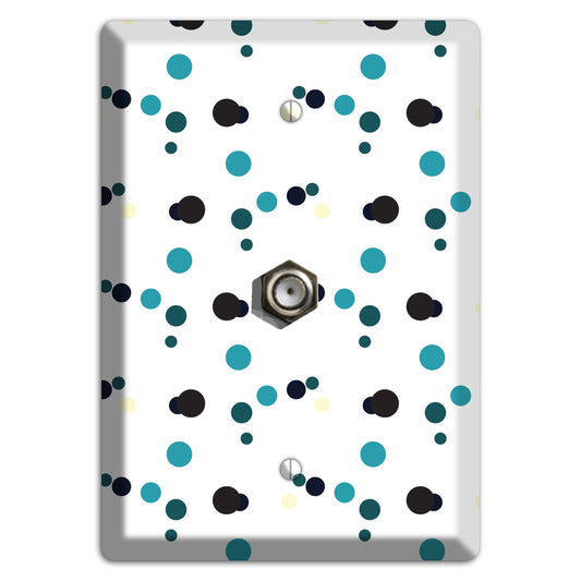 White with Teal and Black Multi Dots Cable Wallplate