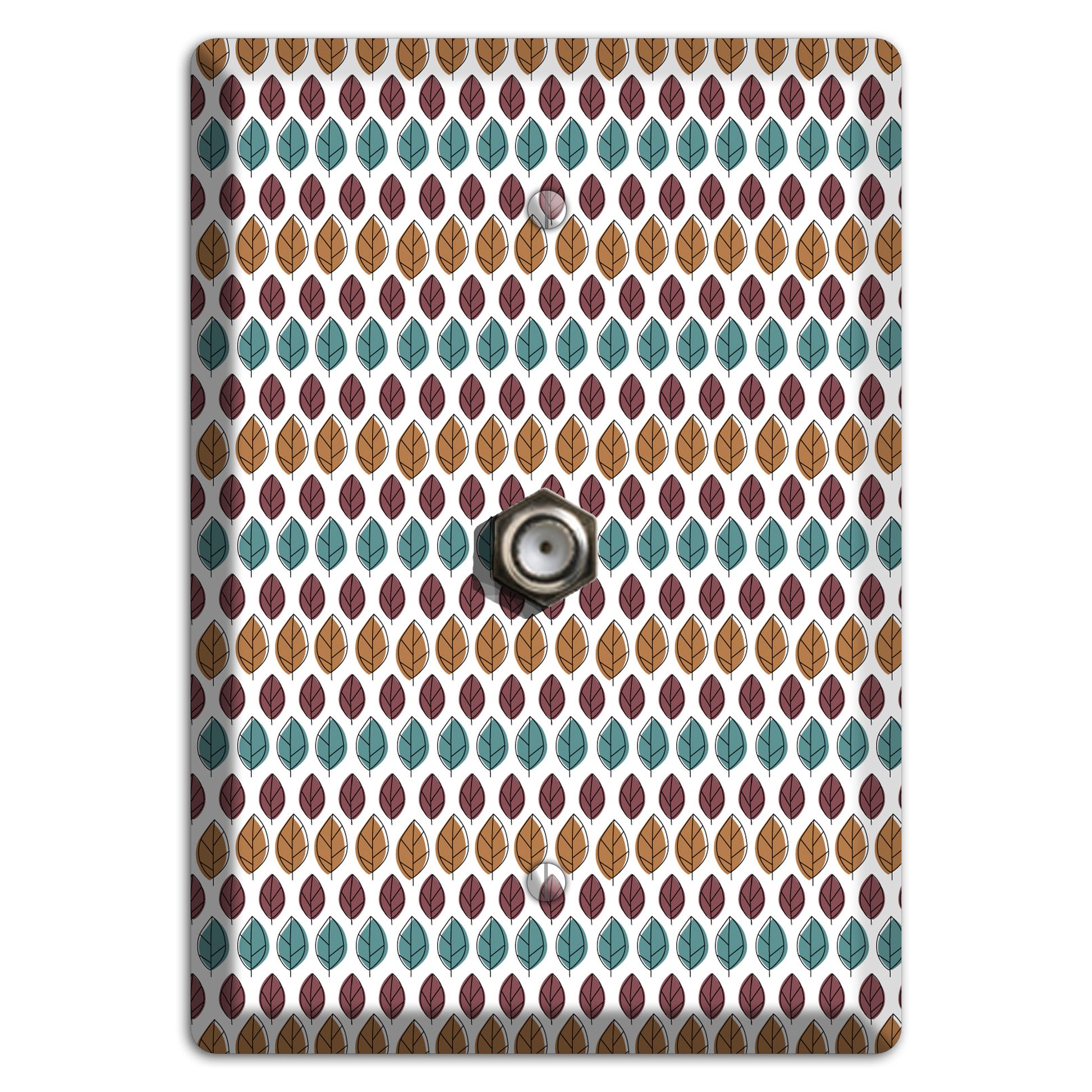 Multi Brown Dusty Blue Leaf Contour Cable Wallplate