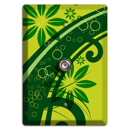 Green Retro Floral Cable Wallplate