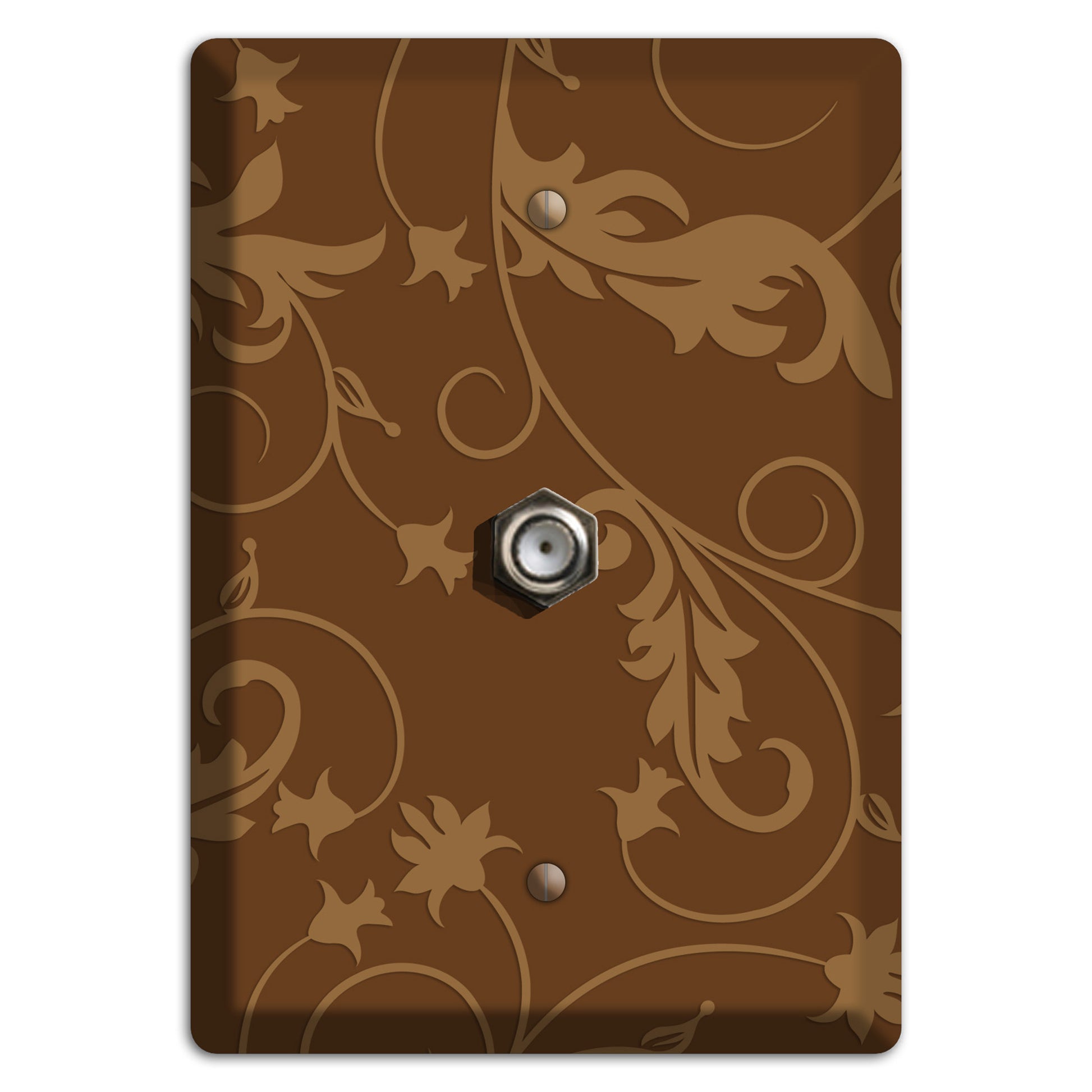 Brown Victorian Sprig Cable Wallplate
