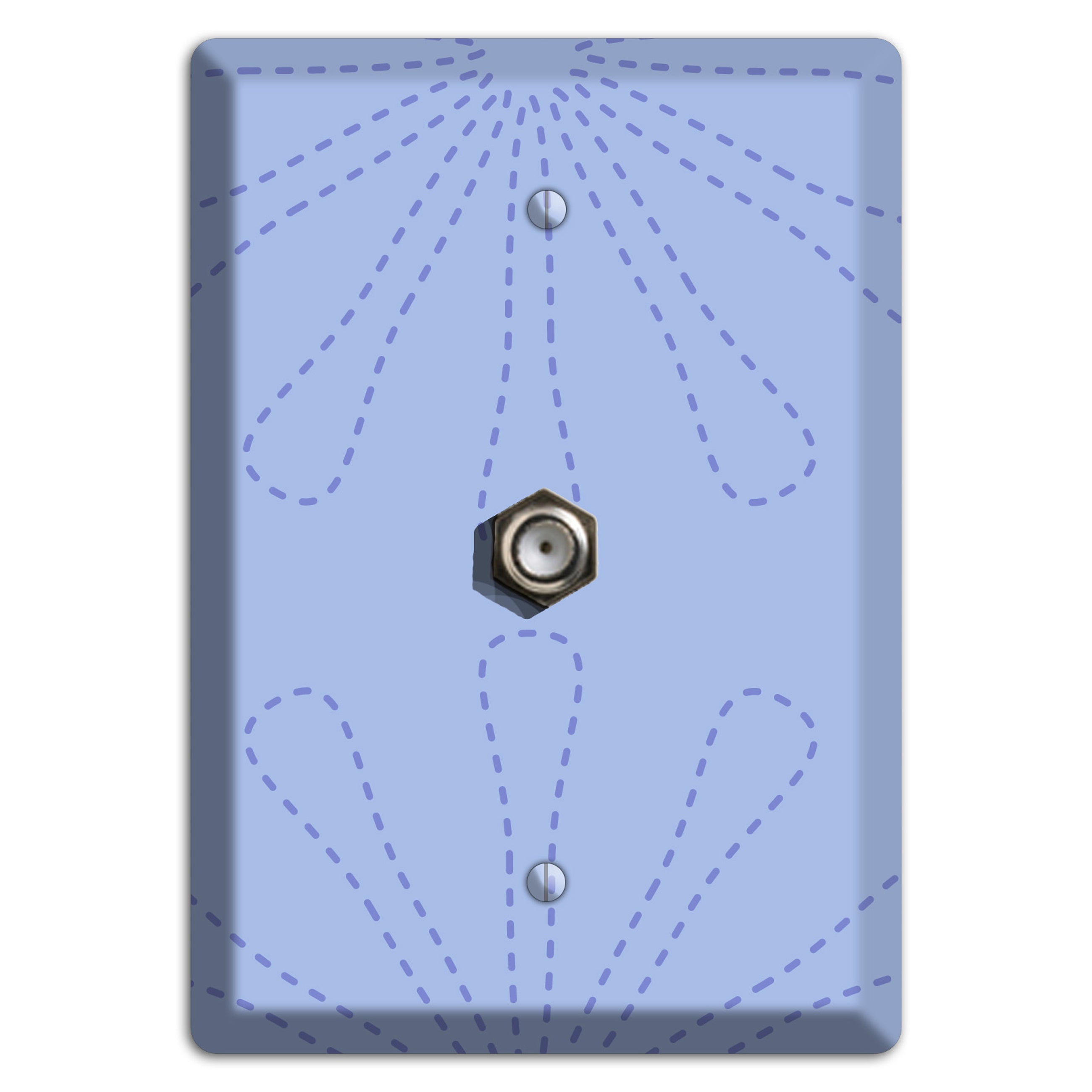 Periwinkle Retro Stipple Floral Contour Cable Wallplate