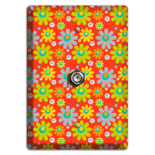 Orange and Yellow Flower Power Cable Wallplate