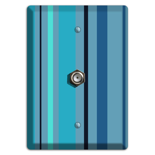 Multi Turquoise Vertical Stripe Cable Wallplate