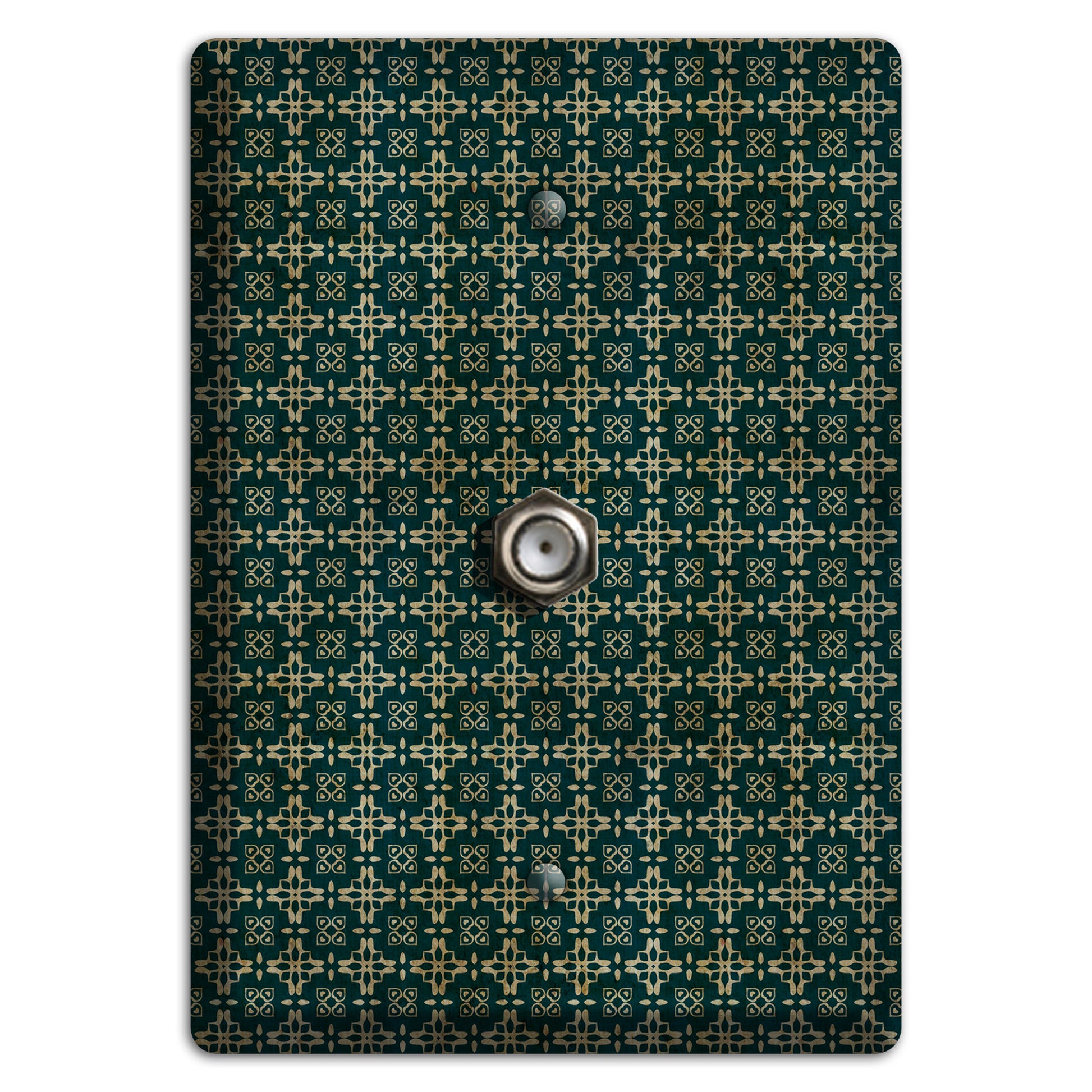 Dark Green Grunge Arabesque Cable Wallplate