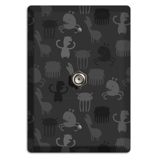 Silly Monsters Black and Grey Cable Wallplate