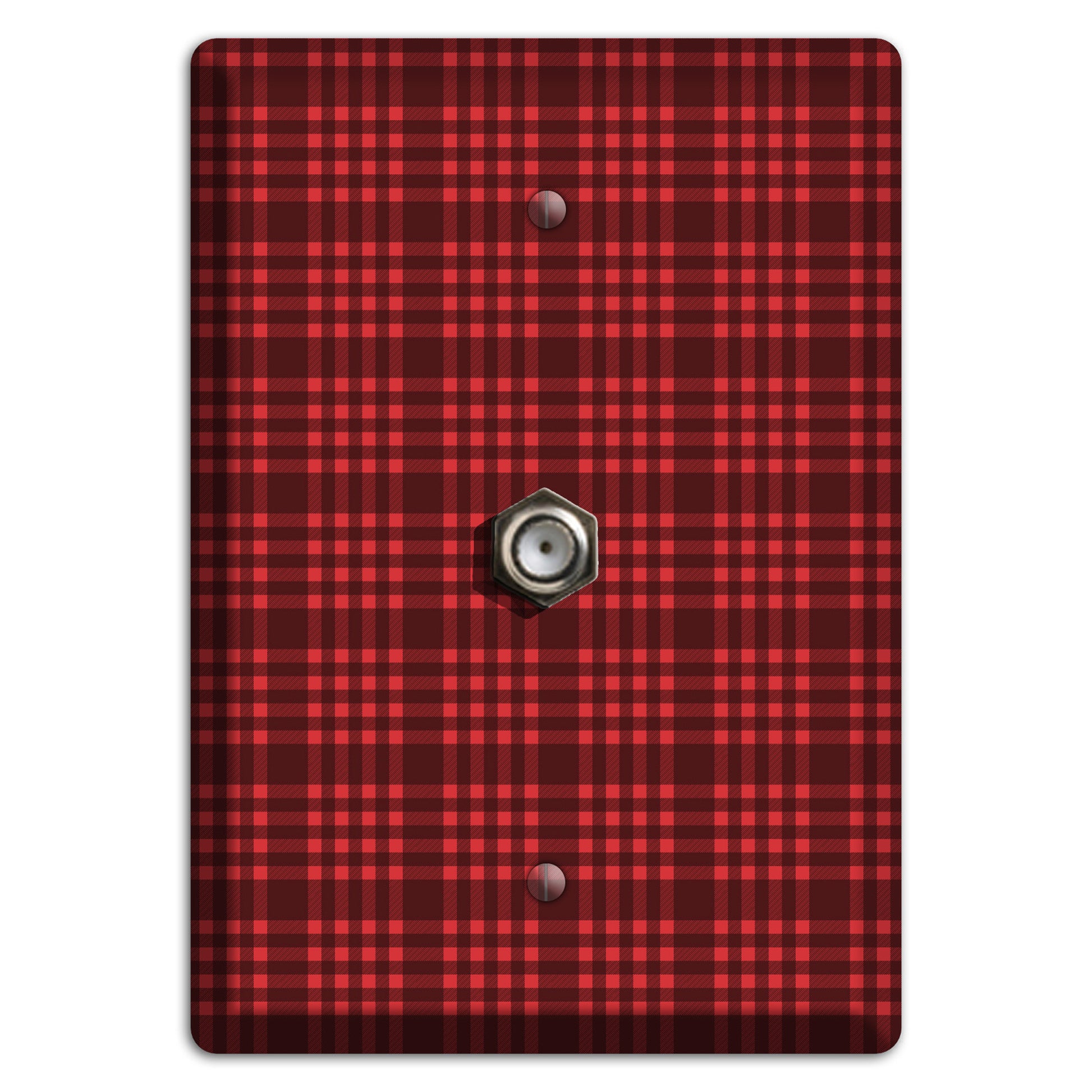 Maroon Plaid Cable Wallplate