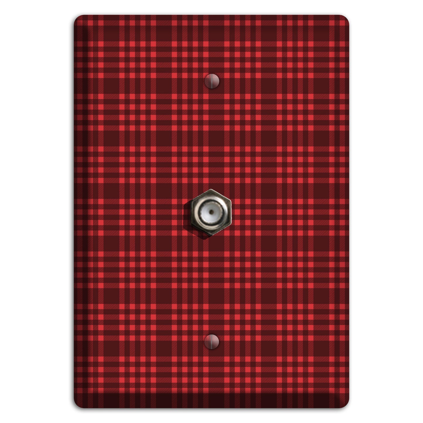 Maroon Plaid Cable Wallplate