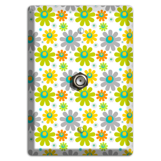 White and Yellow Flower Power Cable Wallplate