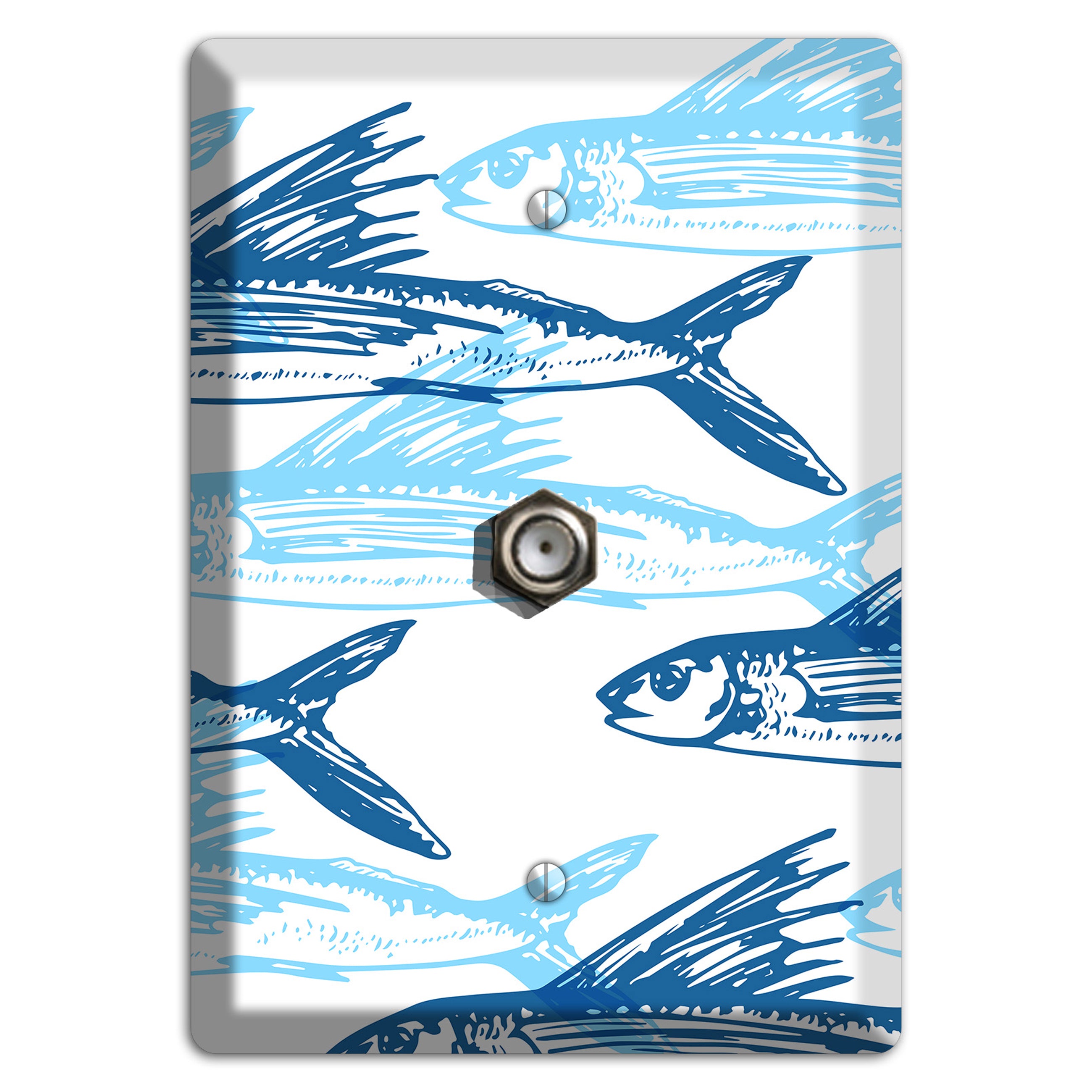 Multi-Blue Fish Cable Wallplate