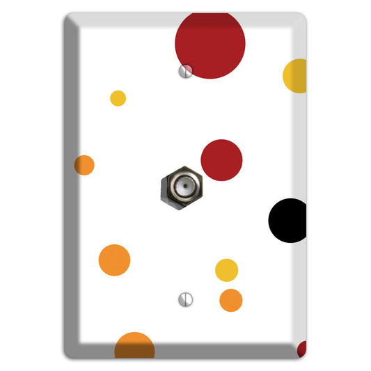 White with Red and Multi Umber Medium Dots Cable Wallplate