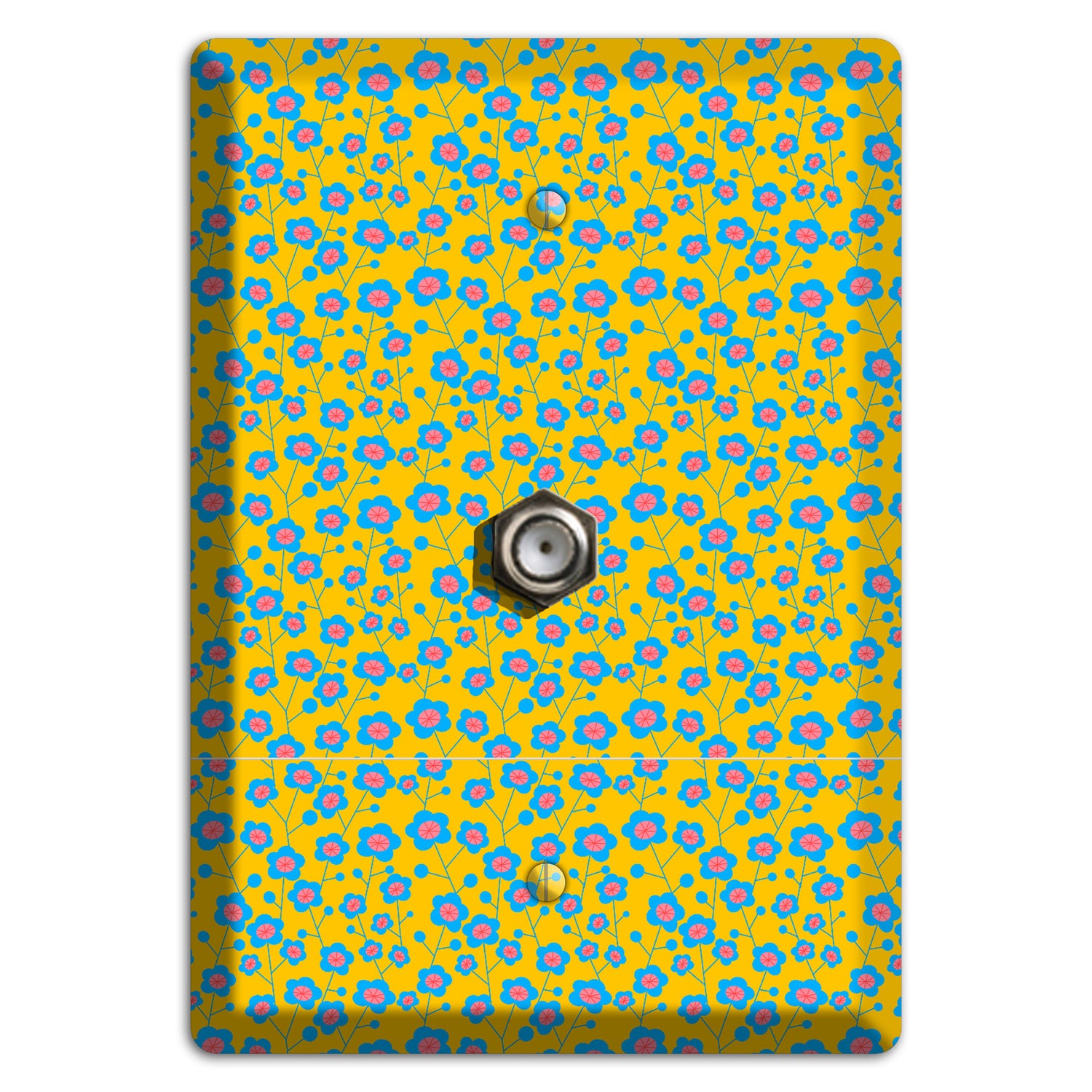 Yellow Blue Pink Calico Cable Wallplate