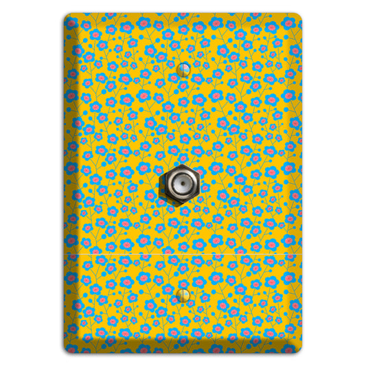 Yellow Blue Pink Calico Cable Wallplate