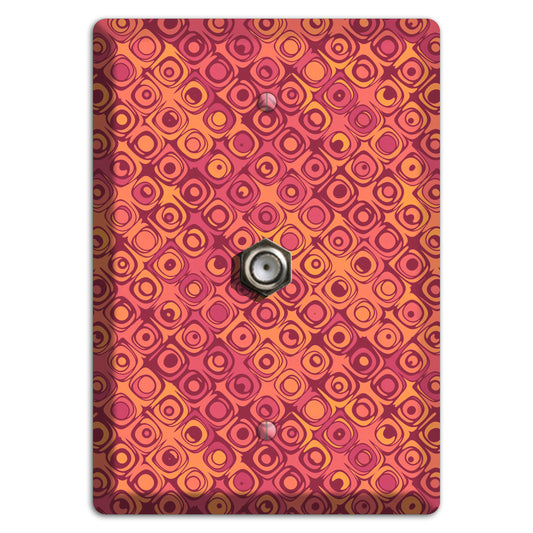 Coral Grunge Retro Circles Cable Wallplate