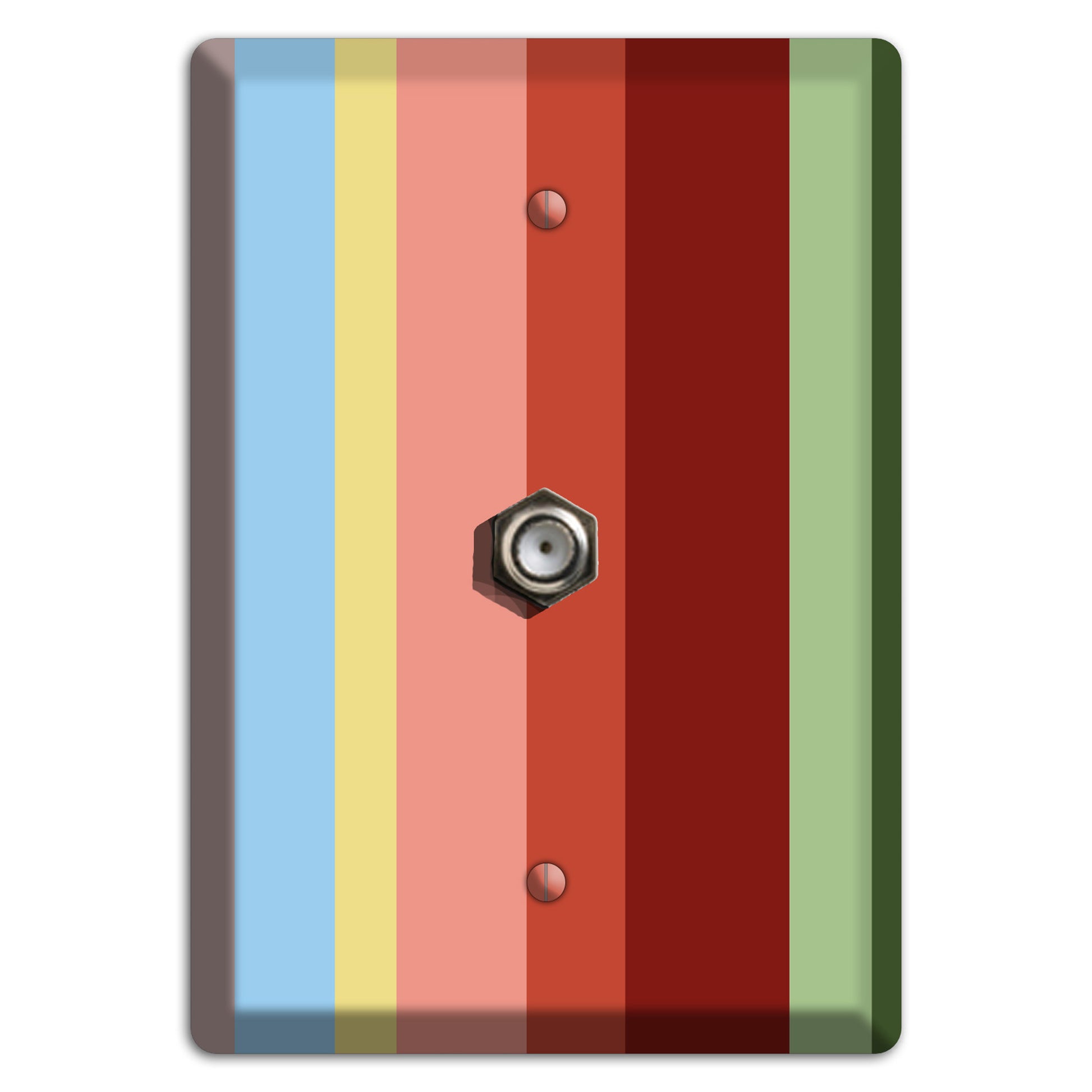 Multi Pastel Vertical Stripe Cable Wallplate