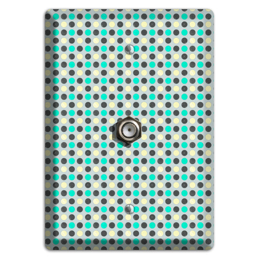 Grey with Black Off White and Turquoise Dots Cable Wallplate