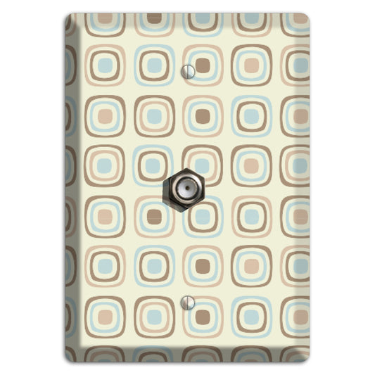 Multi Beige Brown Dusty Blue Retro Squares Cable Wallplate
