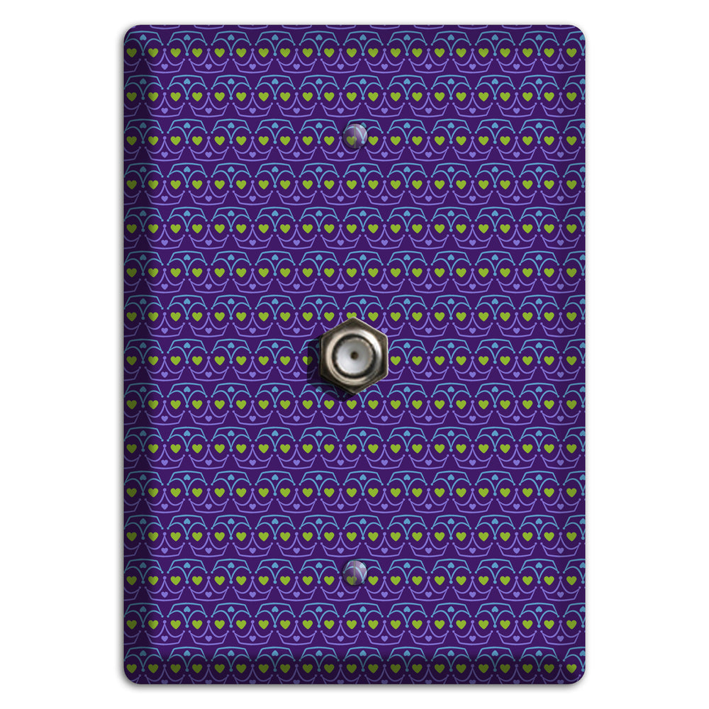 Purple Blue and Green Geometric Hearts Cable Wallplate