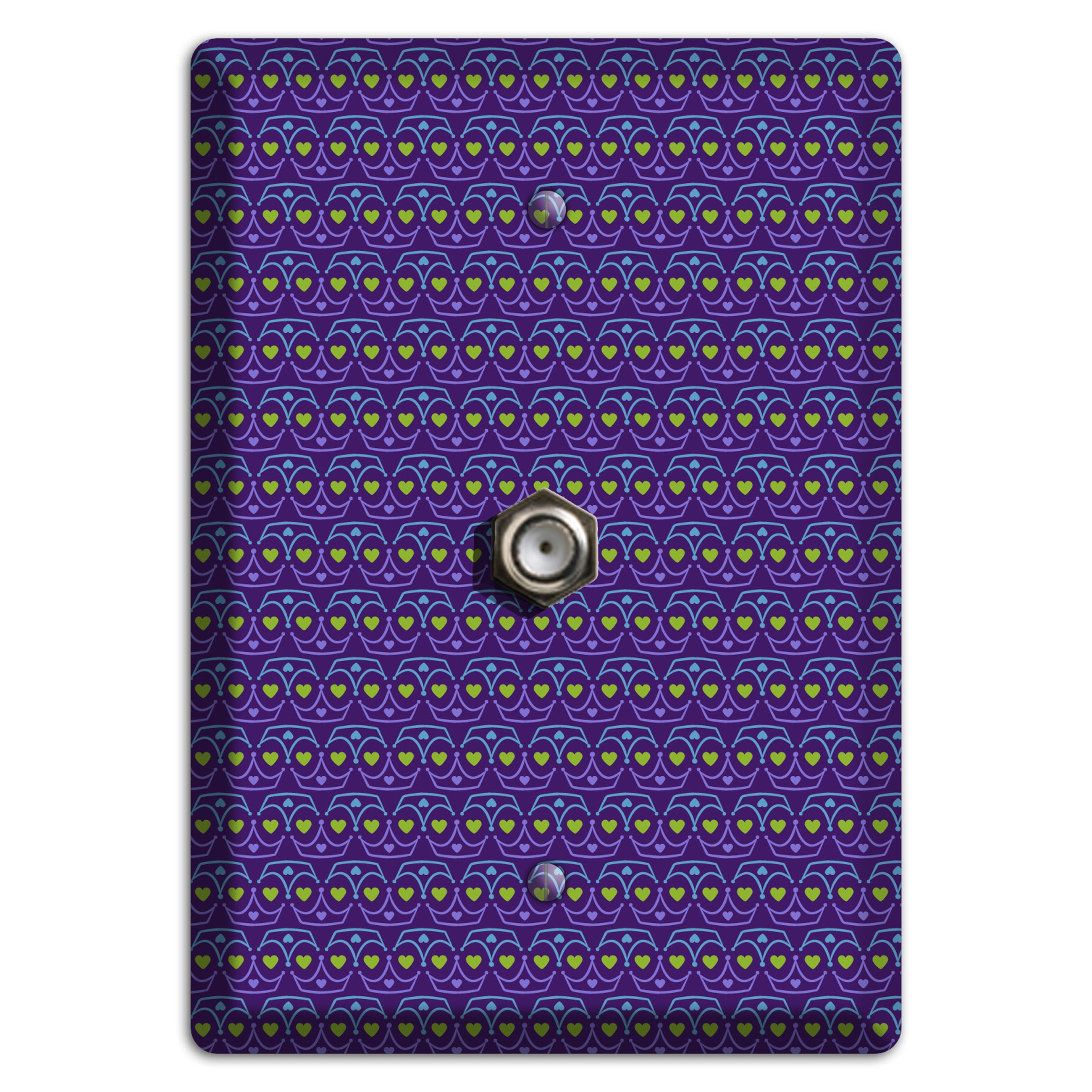 Purple Blue and Green Geometric Hearts Cable Wallplate
