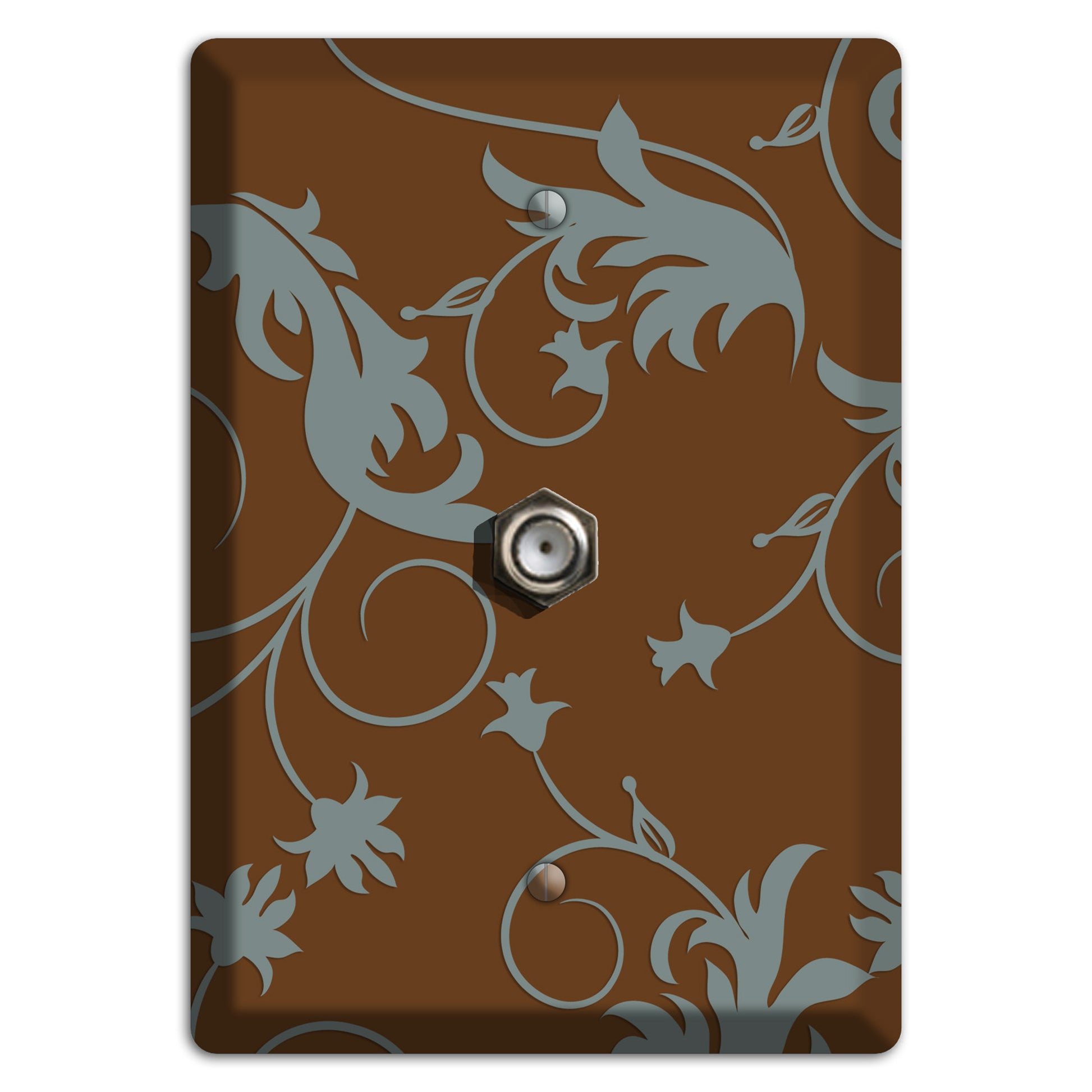 Brown and Grey Victorian Sprig Cable Wallplate