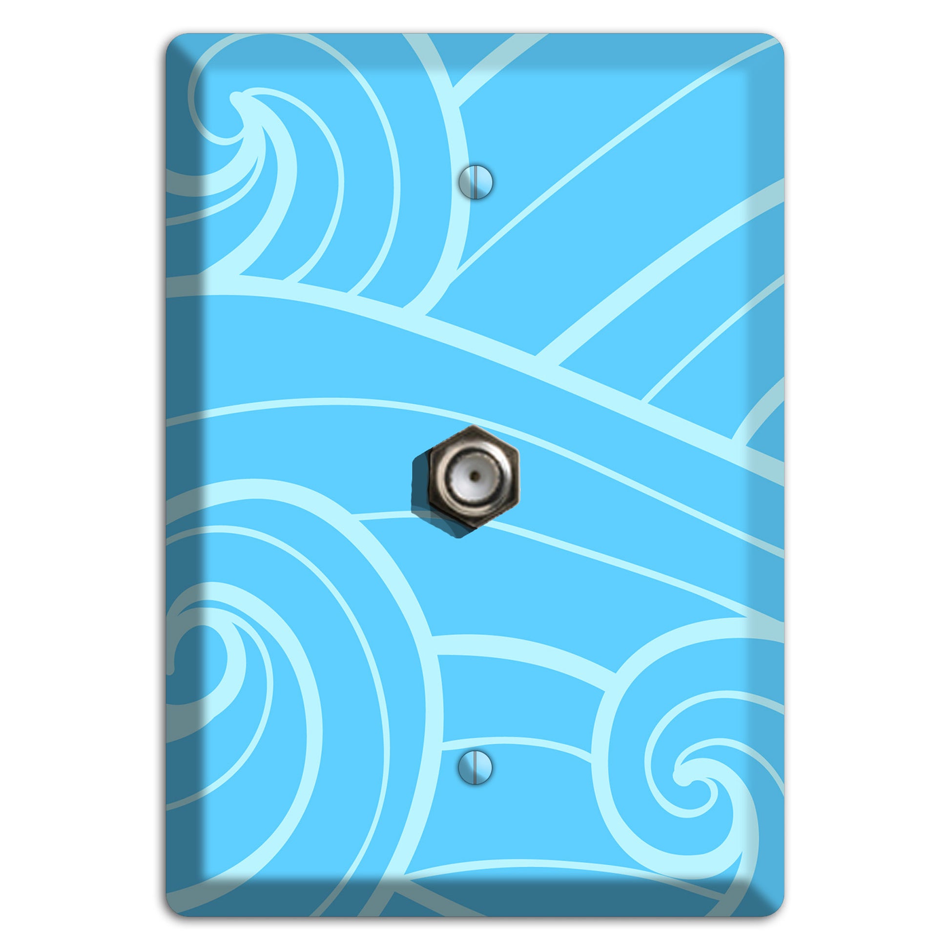 Abstract Curl Blue Cable Wallplate