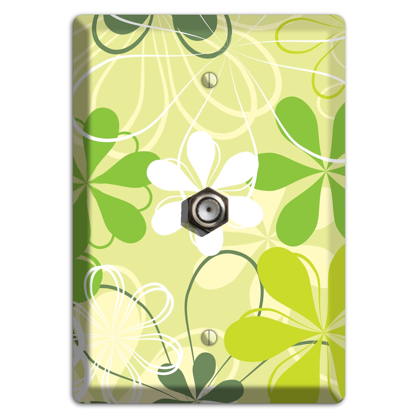 Green Retro Flowers Cable Wallplate