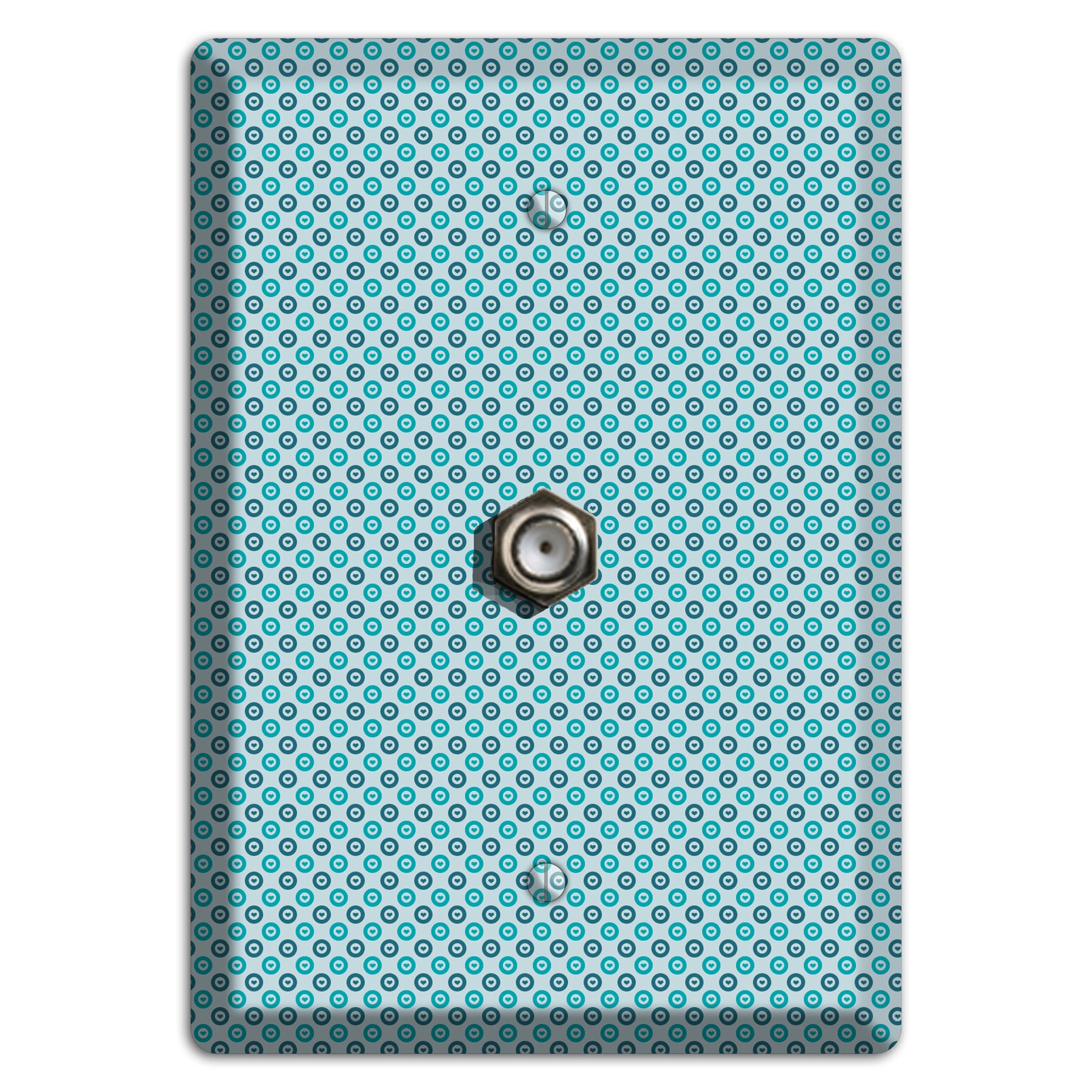Turquoise and Blue Concentric Dots Cable Wallplate
