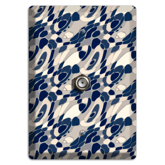 Blue and Beige Large Abstract Cable Wallplate