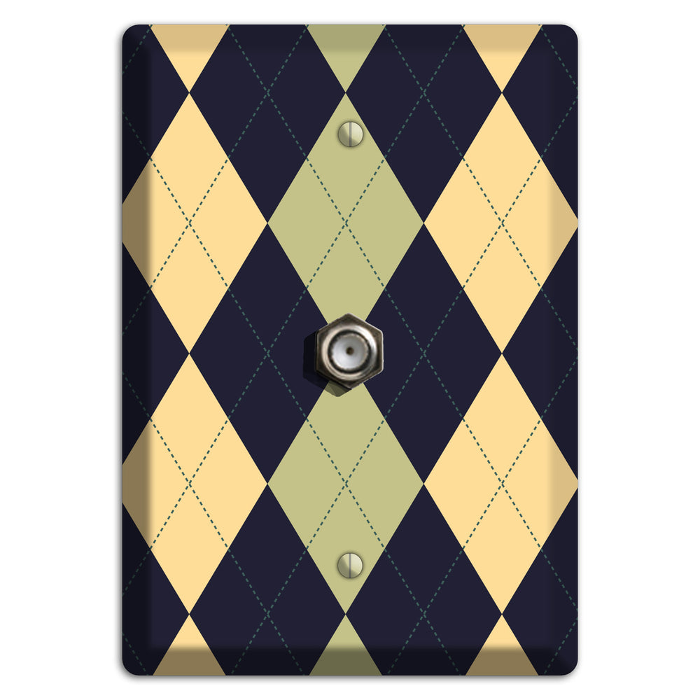 Yellow and Tan Argyle Cable Wallplate