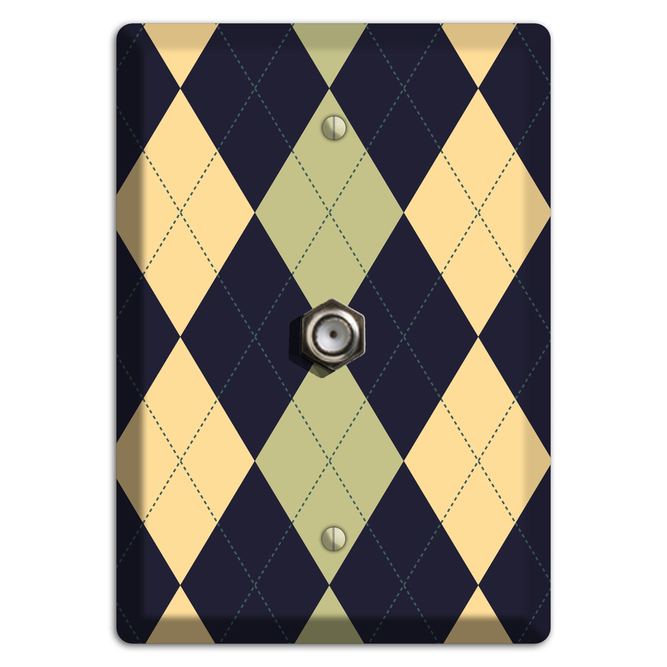 Yellow and Tan Argyle Cable Wallplate