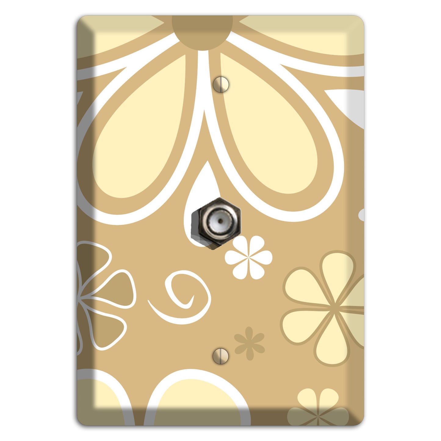 Beige Retro Flowers Cable Wallplate