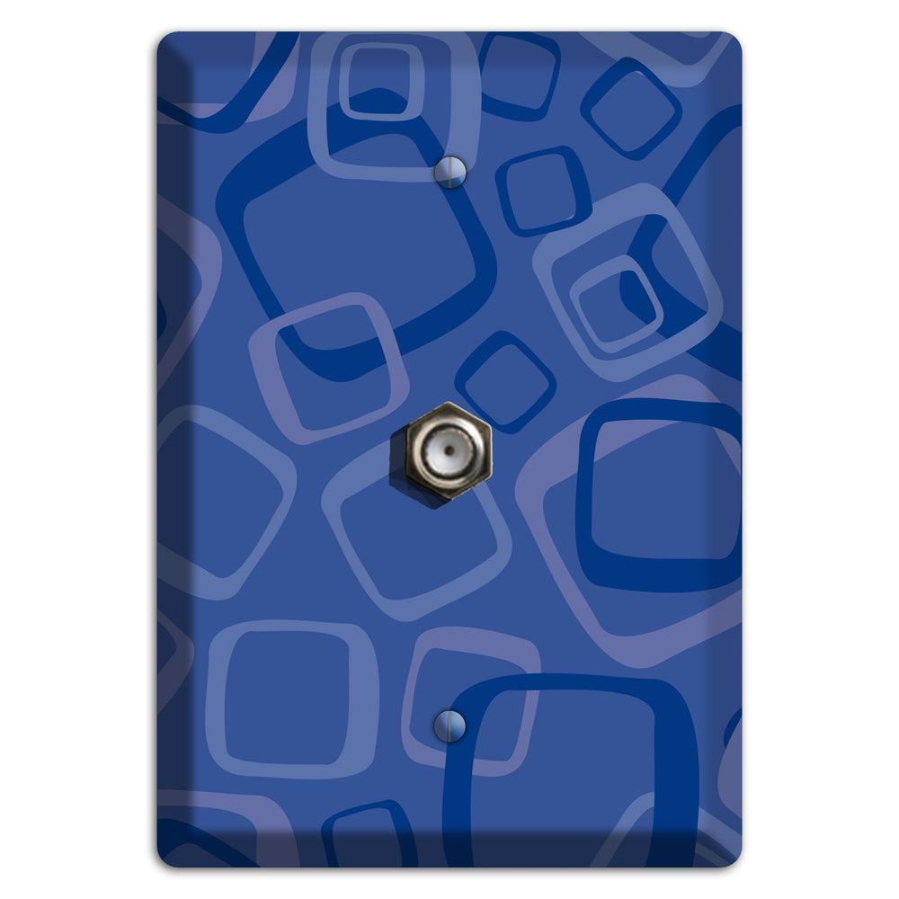 Multi Blue Random Retro Squares Cable Wallplate
