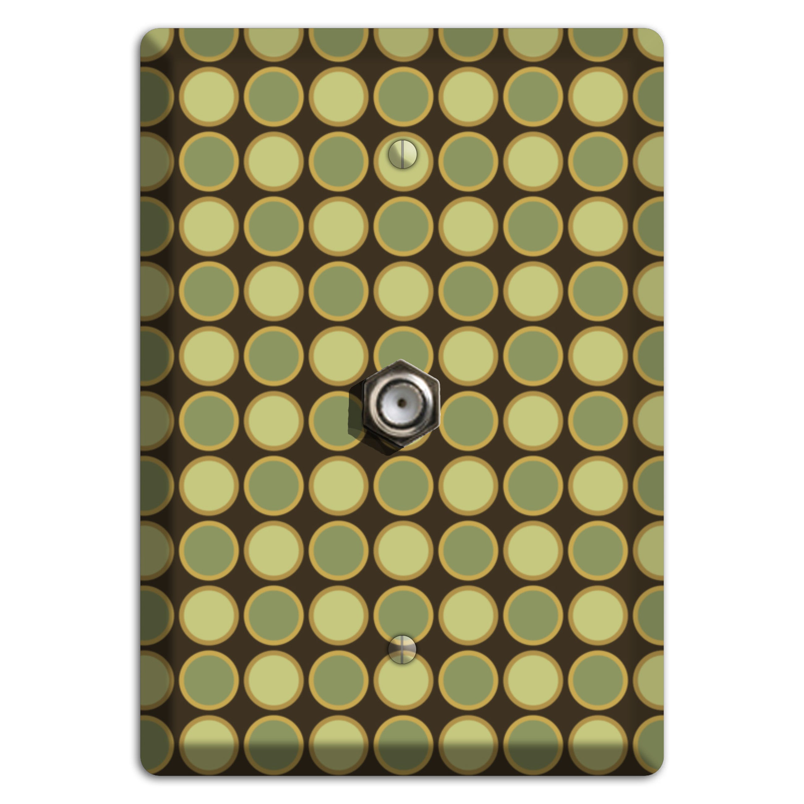 Dark Grey with Multi Olive Tiled Dots Cable Wallplate