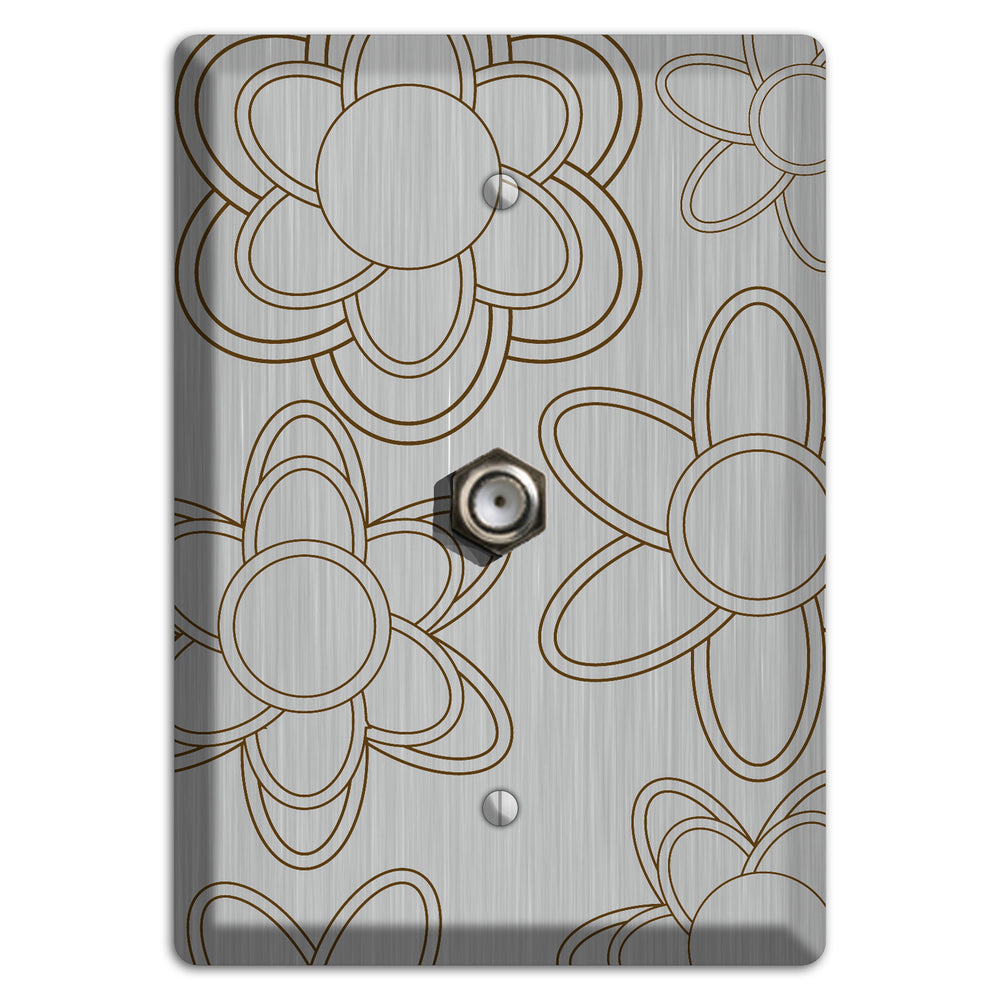 Retro Floral Contour Stainless Steel Cable Wallplate