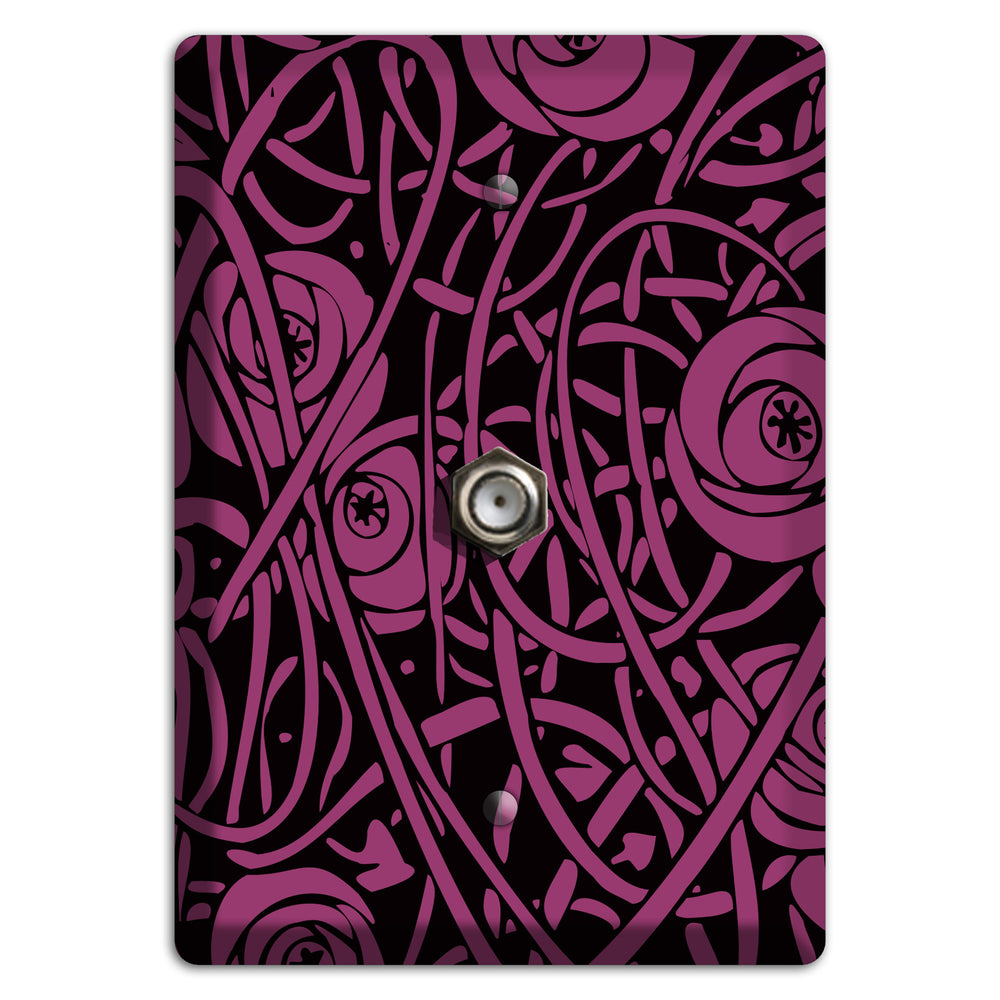 Fuschia Deco Floral Cable Wallplate