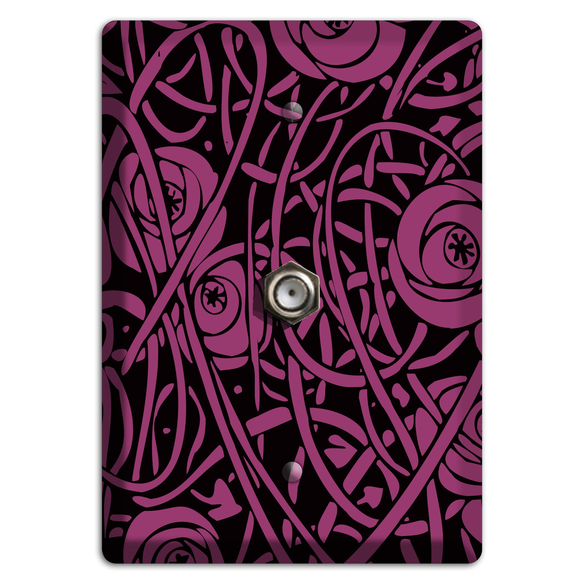 Fuschia Deco Floral Cable Wallplate