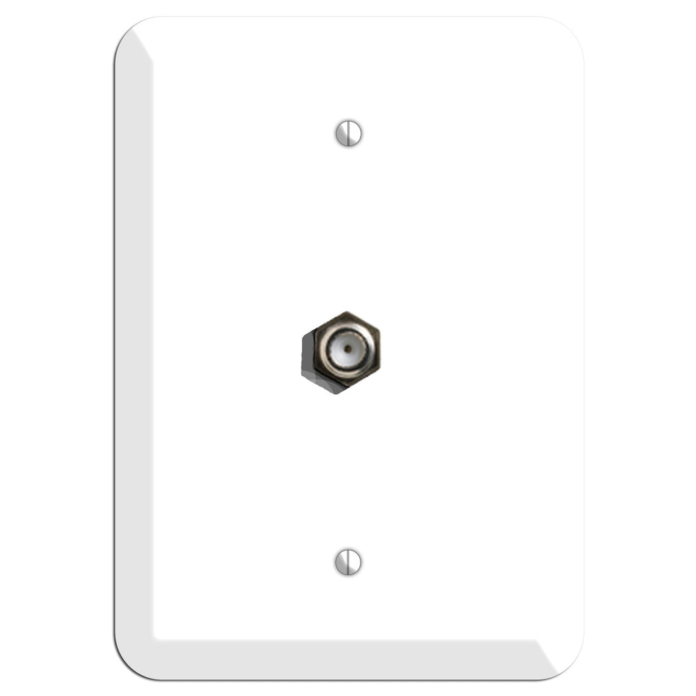 Rounded Corner White Metal Cable Wallplate