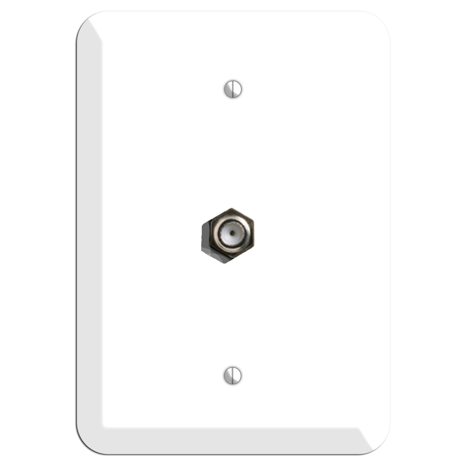 Rounded Corner White Metal Cable Wallplate
