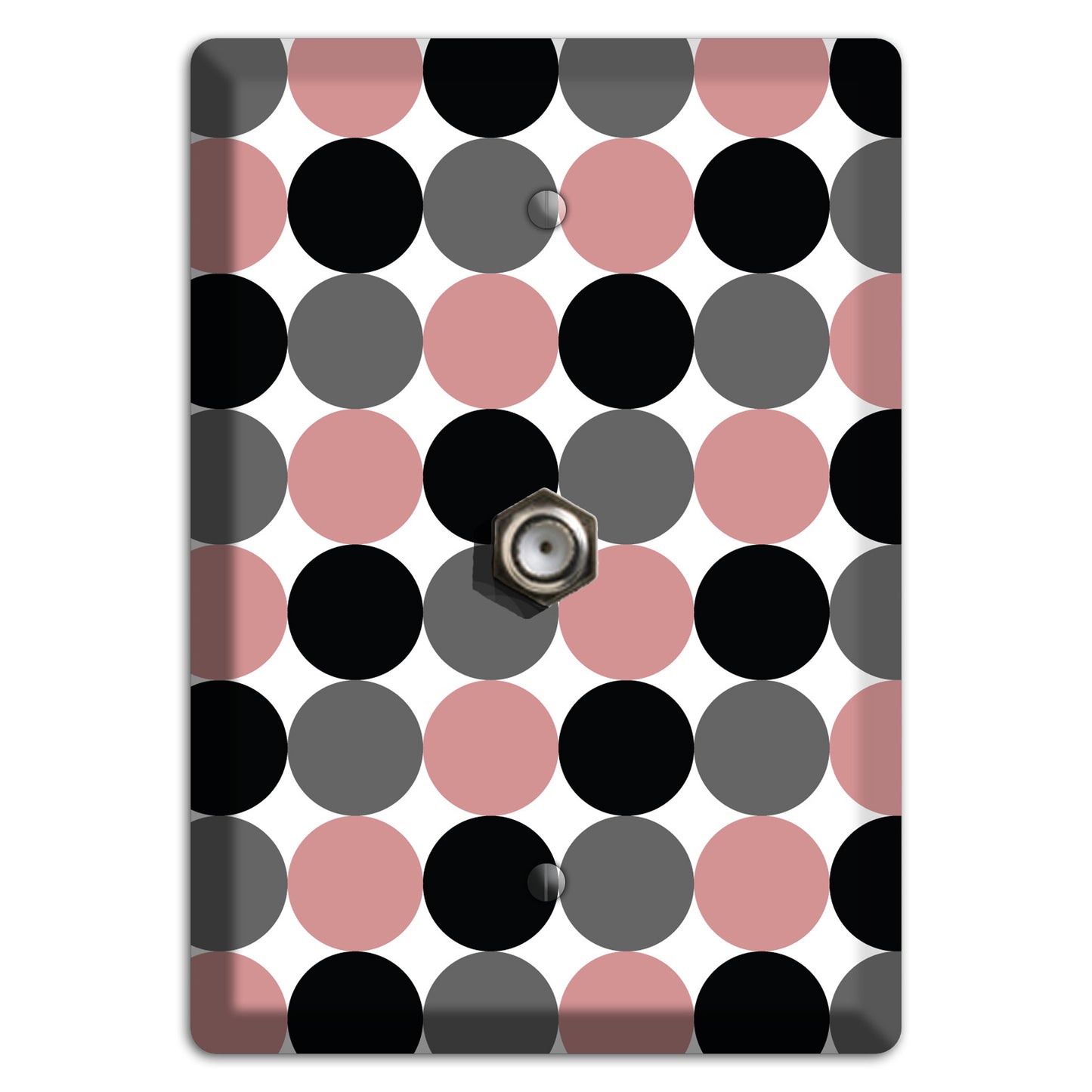 Grey Pink Black Tiled Dots Cable Wallplate