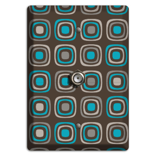 Multi Brown and Turquoise Retro Squares Cable Wallplate