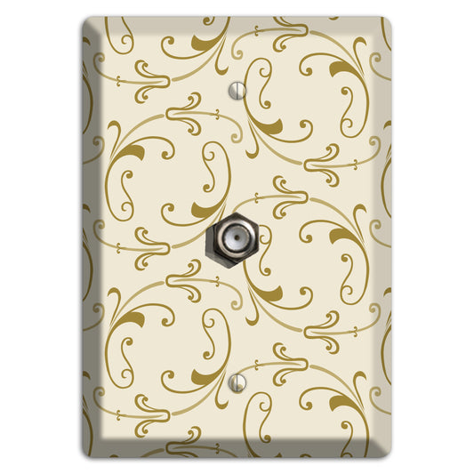 Off White with Gold Victorian Sprig Cable Wallplate