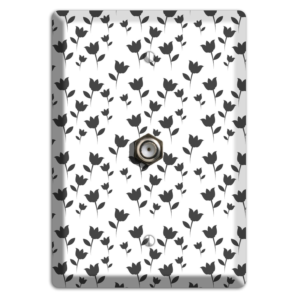 Black and White Tulips Cable Wallplate
